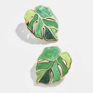 “Mila” Bohemian Palm Tree Green Marble Painted Acrylic Multicolor Leaf Earring